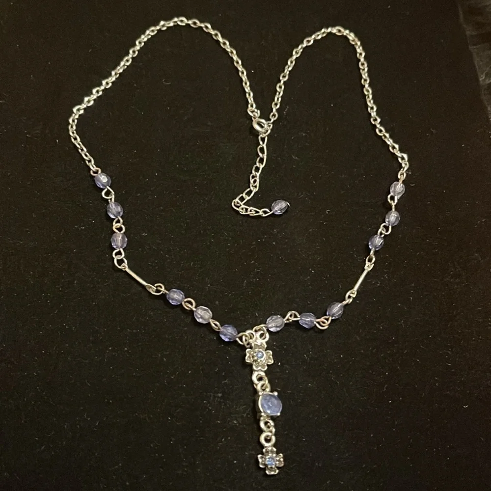Blue and Silver Beaded Necklace